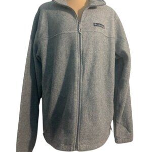 Columbia Gray Lightweight Fleece Shirt Jacket with Stand-Up Collar Size L